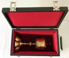 French Antique solid silver gilt Gothic Ciborium